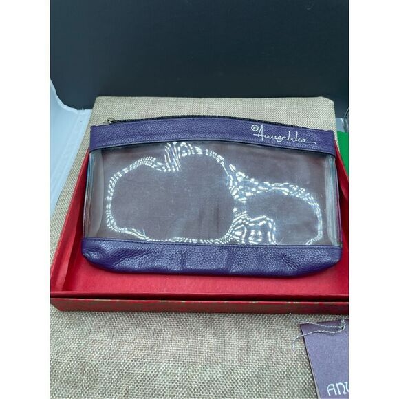 Anuschka Hand painted Leather Zip Bag Cosmetic Bag Clutch Paisley SOU48GJM-U - Picture 2 of 10